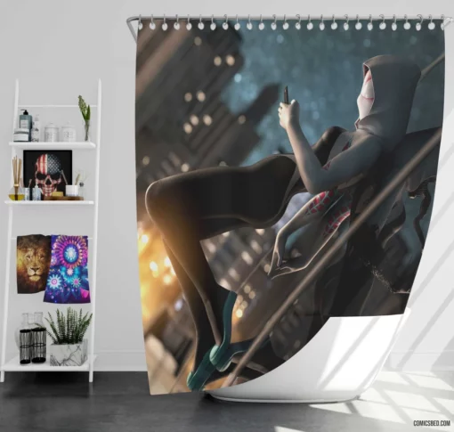 Marvel Gwen Stacy Heroine Chronicles Unveiled Comic Shower Curtain