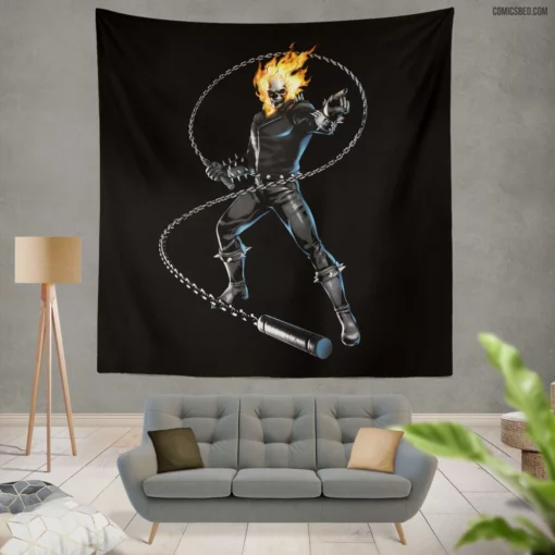 Marvel Hellish Avenger Ghost Rider Comic Wall Tapestry