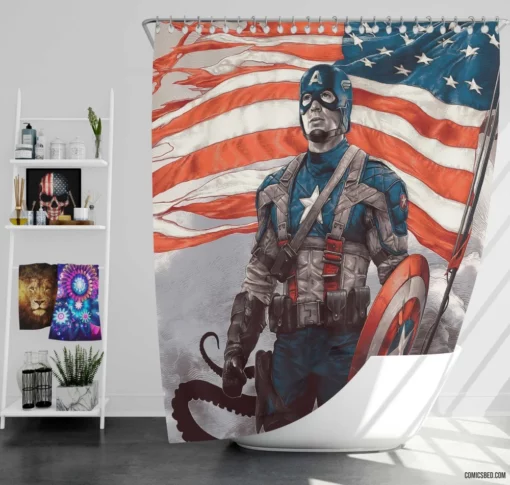 Marvel Hero The Captain Legacy Comic Shower Curtain