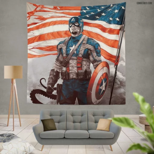 Marvel Hero The Captain Legacy Comic Wall Tapestry