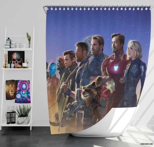 Marvel Heroes Infinity Saga Comic Shower Curtain