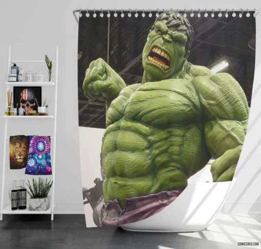 Marvel Hulk Chronicles Green Goliath Unleashed Comic Shower Curtain