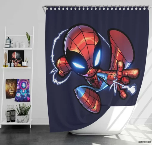 Marvel Iconic Web-Slinger Spider-Man Feats Comic Shower Curtain