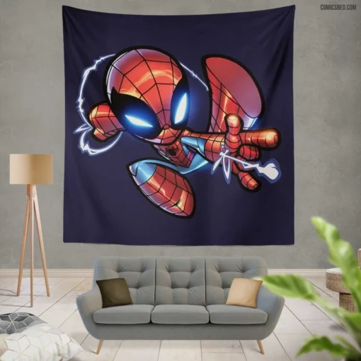 Marvel Iconic Web-Slinger Spider-Man Feats Comic Wall Tapestry