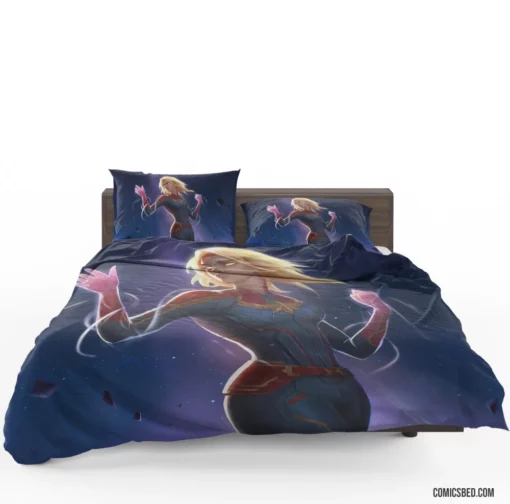 Marvel Legendary Blonde Avenger Captain Marvel Comic Bedding Set