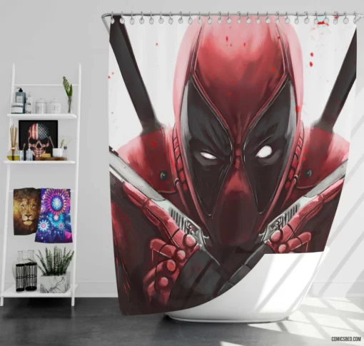 Marvel Merc with a Mouth Deadpool Saga Comic Shower Curtain