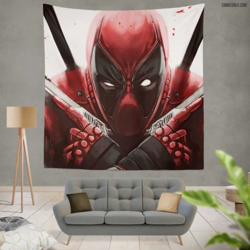 Marvel Merc with a Mouth Deadpool Saga Comic Wall Tapestry