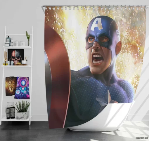 Marvel Shieldbearer The Captain Tale Comic Shower Curtain