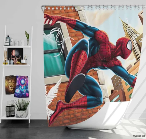 Marvel Spectacular Hero Spider-Man Exploits Comic Shower Curtain