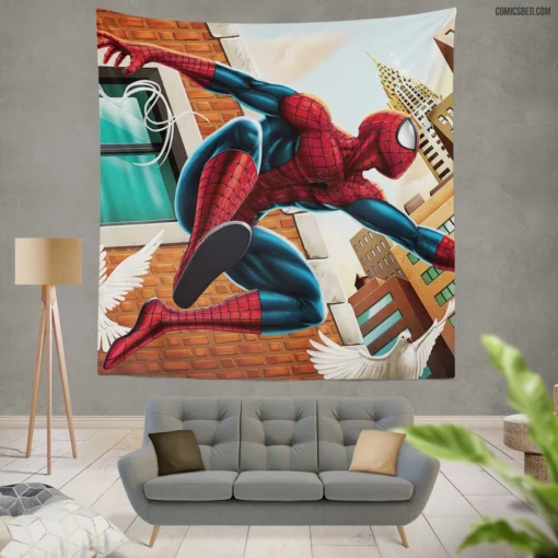 Marvel Spectacular Hero Spider-Man Exploits Comic Wall Tapestry