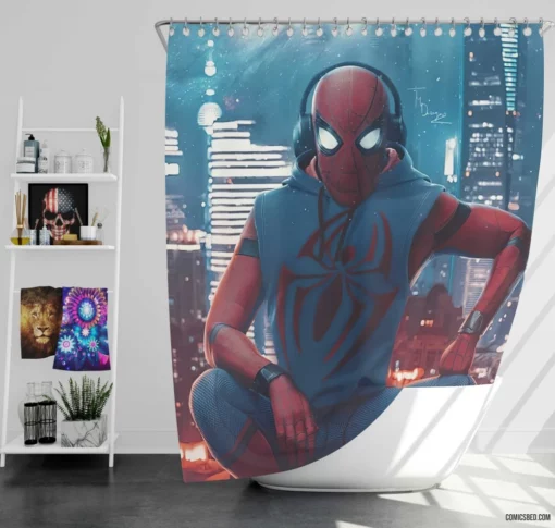 Marvel Spectacular Spider-Man Heroic Exploits Comic Shower Curtain