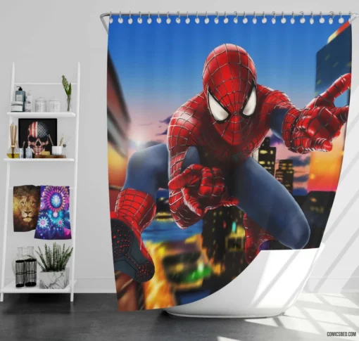 Marvel Spectacular Spider-Man Heroic Feats Comic Shower Curtain