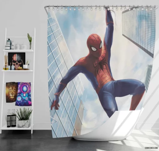 Marvel Spectacular Web-Slinger Spider-Man Exploits Comic Shower Curtain