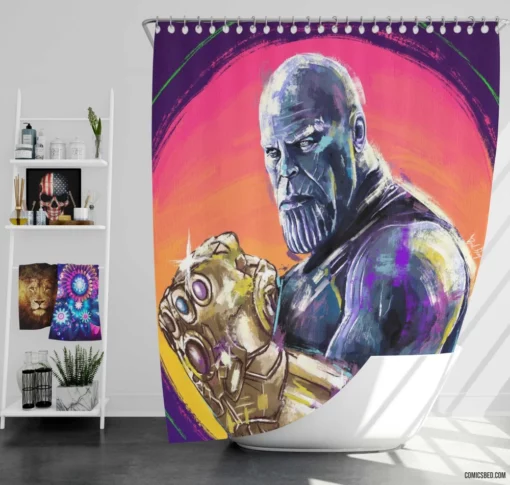 Marvel Thanos Infinity Gauntlet Power Comic Shower Curtain