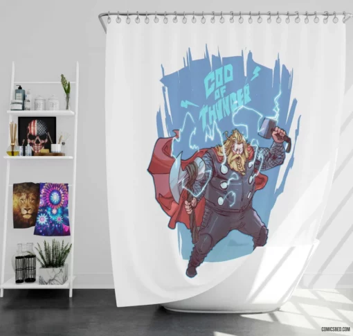 Marvel Thor God of Thunder Returns Comic Shower Curtain