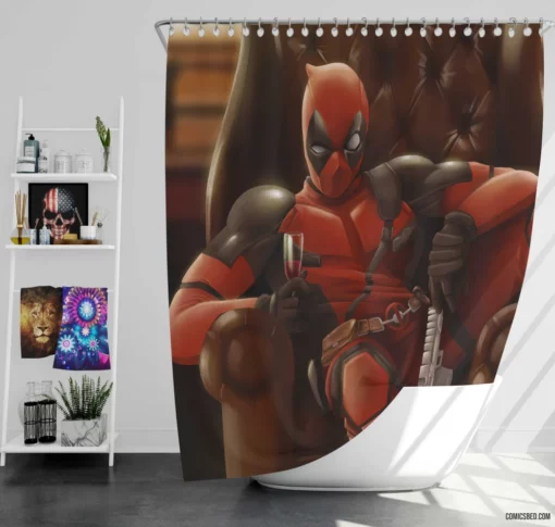 Marvel Unconventional Hero Deadpool Comic Shower Curtain