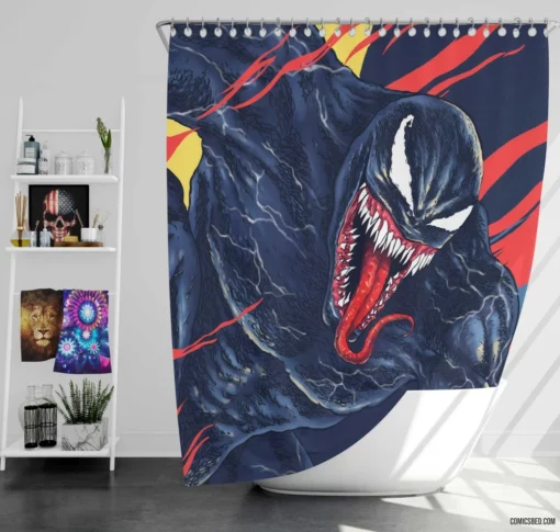 Marvel Venom Lethal Symbiote Exploits Comic Shower Curtain