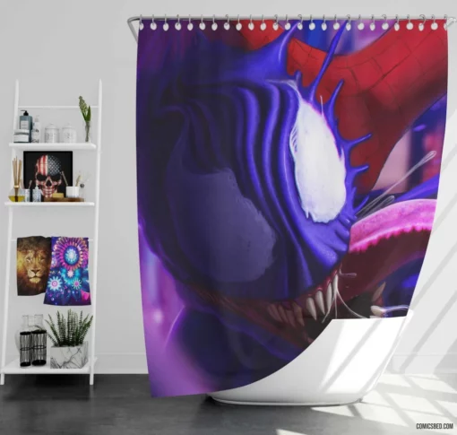 Marvel Venom Lethal Symbiote Feats Comic Shower Curtain