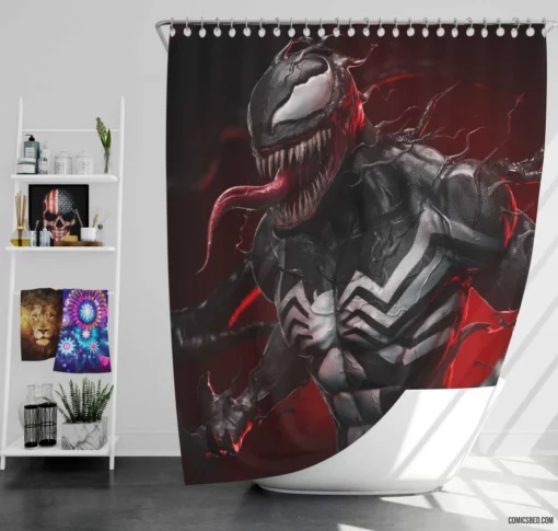 Marvel Venom Menacing Symbiote Feats Comic Shower Curtain