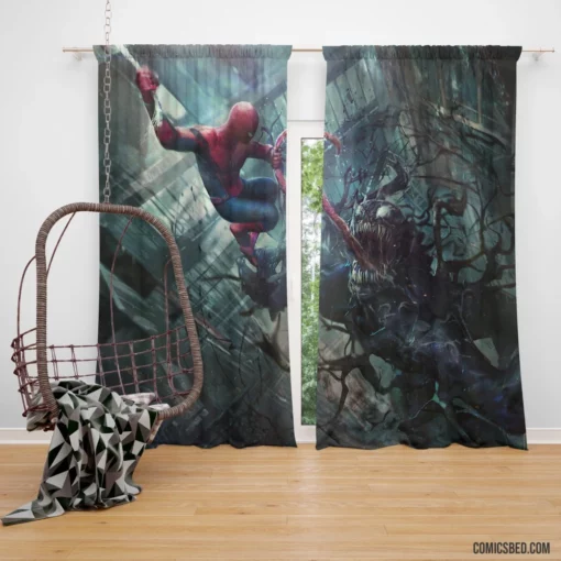 Marvel Venom Spidey Heroic Feats Comic Curtain