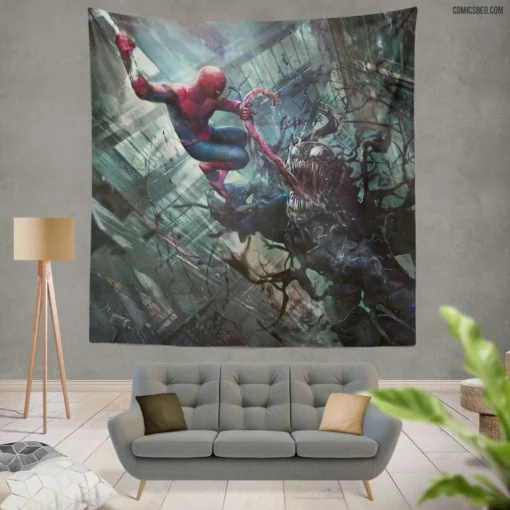 Marvel Venom Spidey Heroic Feats Comic Wall Tapestry