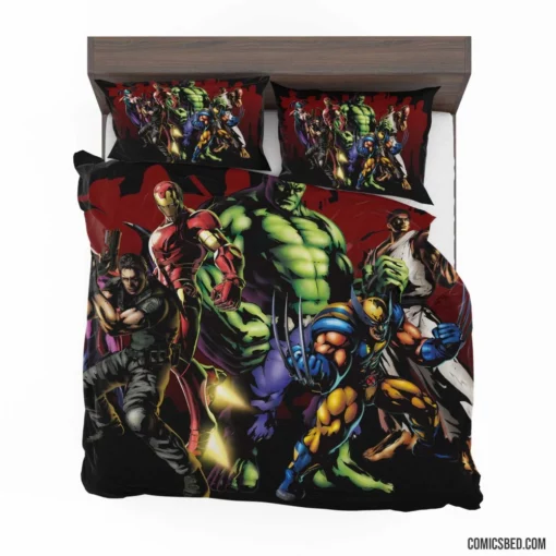 Marvel Vs Capcom Hulk Wolverine Iron Man Comic Bedding Set 1