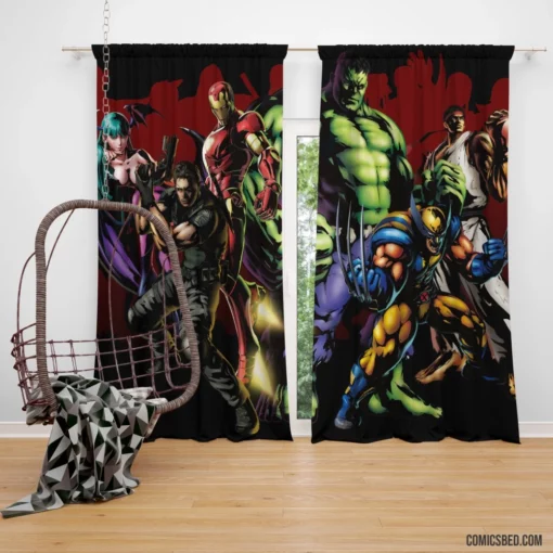 Marvel Vs Capcom Hulk Wolverine Iron Man Comic Curtain