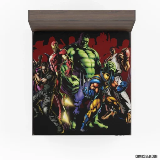 Marvel Vs Capcom Hulk Wolverine Iron Man Comic Fitted Sheet 1