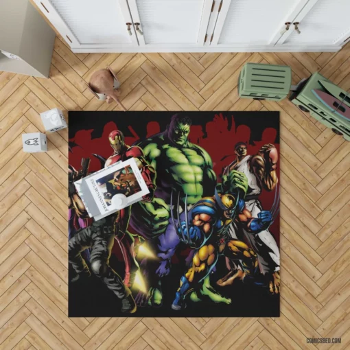 Marvel Vs Capcom Hulk Wolverine Iron Man Comic Rug