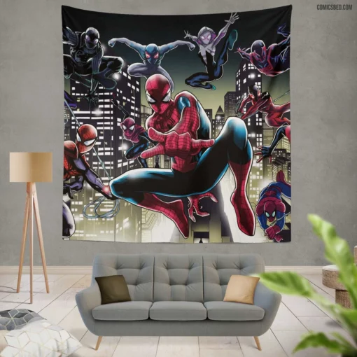 Marvel Web-Slinger Chronicles Iconic Hero Comic Wall Tapestry