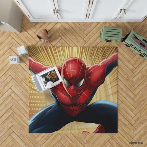 Marvel Web-Swinging Hero Spider-Man Soars Comic Rug