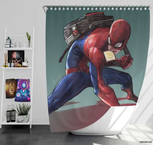 Marvel Webbed Hero Spider-Man Quests Comic Shower Curtain