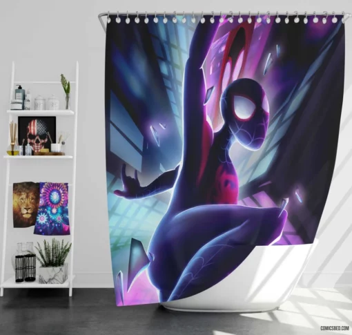 Marvel Webbed Hero Spider-Man Soars Comic Shower Curtain