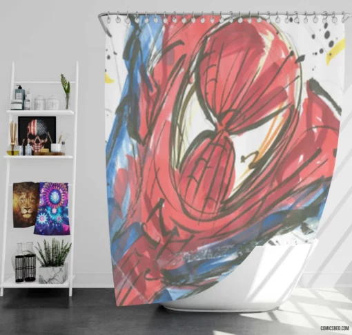 Marvel Webbed Hero Spidey Adventures Comic Shower Curtain