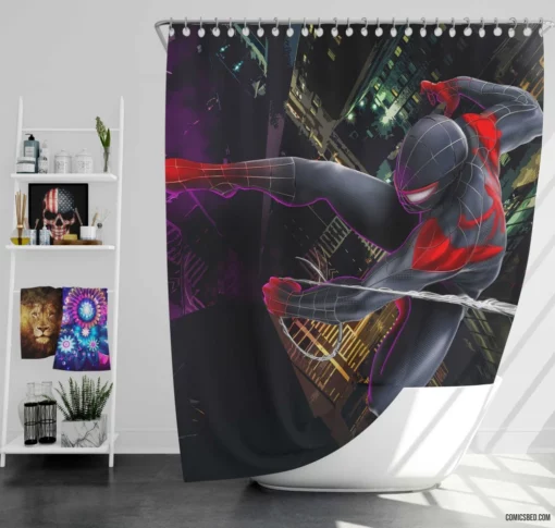 Marvel Webbed Wonder Spider-Man Feats Comic Shower Curtain