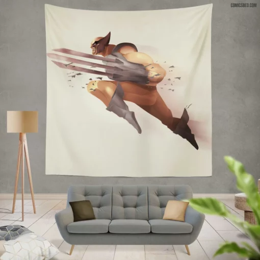 Marvel Wolverine Adamantium-Clad Hero Exploits Comic Wall Tapestry