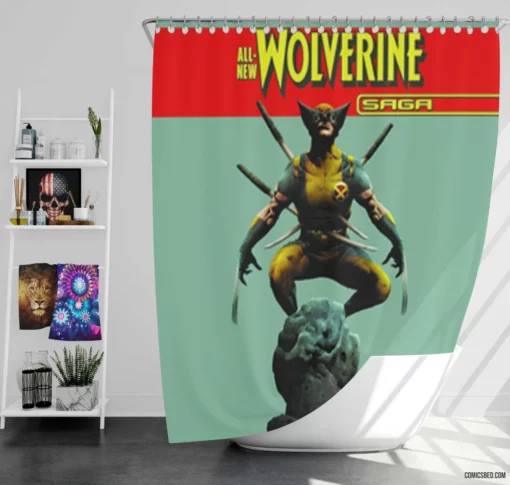 Marvel Wolverine X-Men Fierce Member Comic Shower Curtain