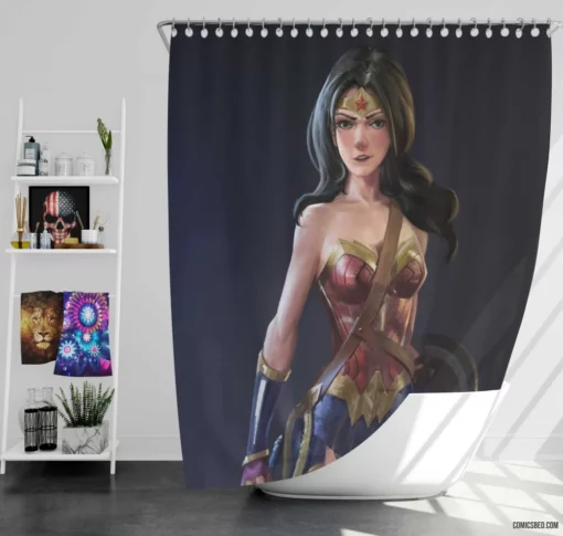 Marvel Wonder Woman Amazon Iconic Hero Comic Shower Curtain