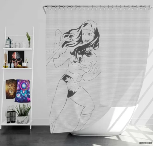 Marvel Wonder Woman Amazonian Heroine Comic Shower Curtain