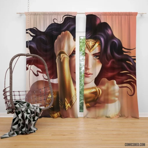 Marvel Wonder Woman Empowering Superhero Comic Curtain