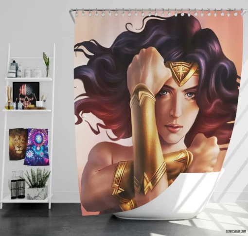 Marvel Wonder Woman Empowering Superhero Comic Shower Curtain