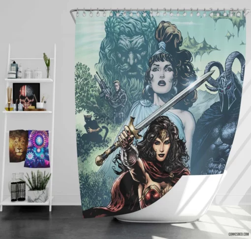 Marvel Wonder Woman Iconic Amazonian Heroine Comic Shower Curtain