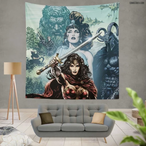 Marvel Wonder Woman Iconic Amazonian Heroine Comic Wall Tapestry