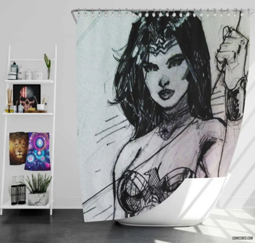 Marvel Wonder Woman Iconic Heroine Comic Shower Curtain