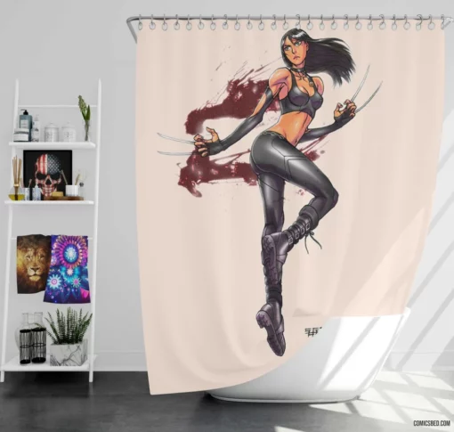 Marvel X-23 Feral Mutant Warrior Comic Shower Curtain