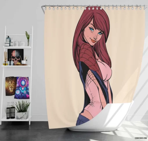 Mary Jane Watson Spider-Man Love Comic Shower Curtain