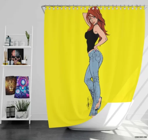 Mary Jane Watson Spidey Love Comic Shower Curtain