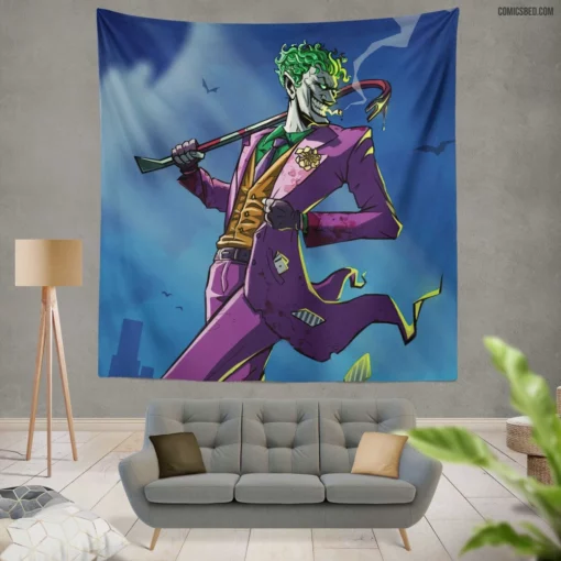 Master of Chaos Joker DC Unleashing Havoc Comic Wall Tapestry