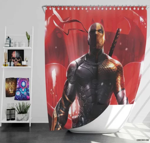 Masterful Deathstroke Art DC Tactical Genius Comic Shower Curtain