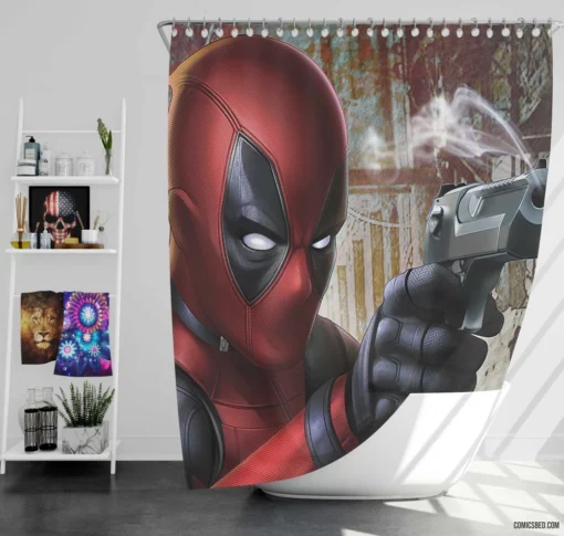 Merc with a Mouth Unleashed Deadpool Comic Shower Curtain